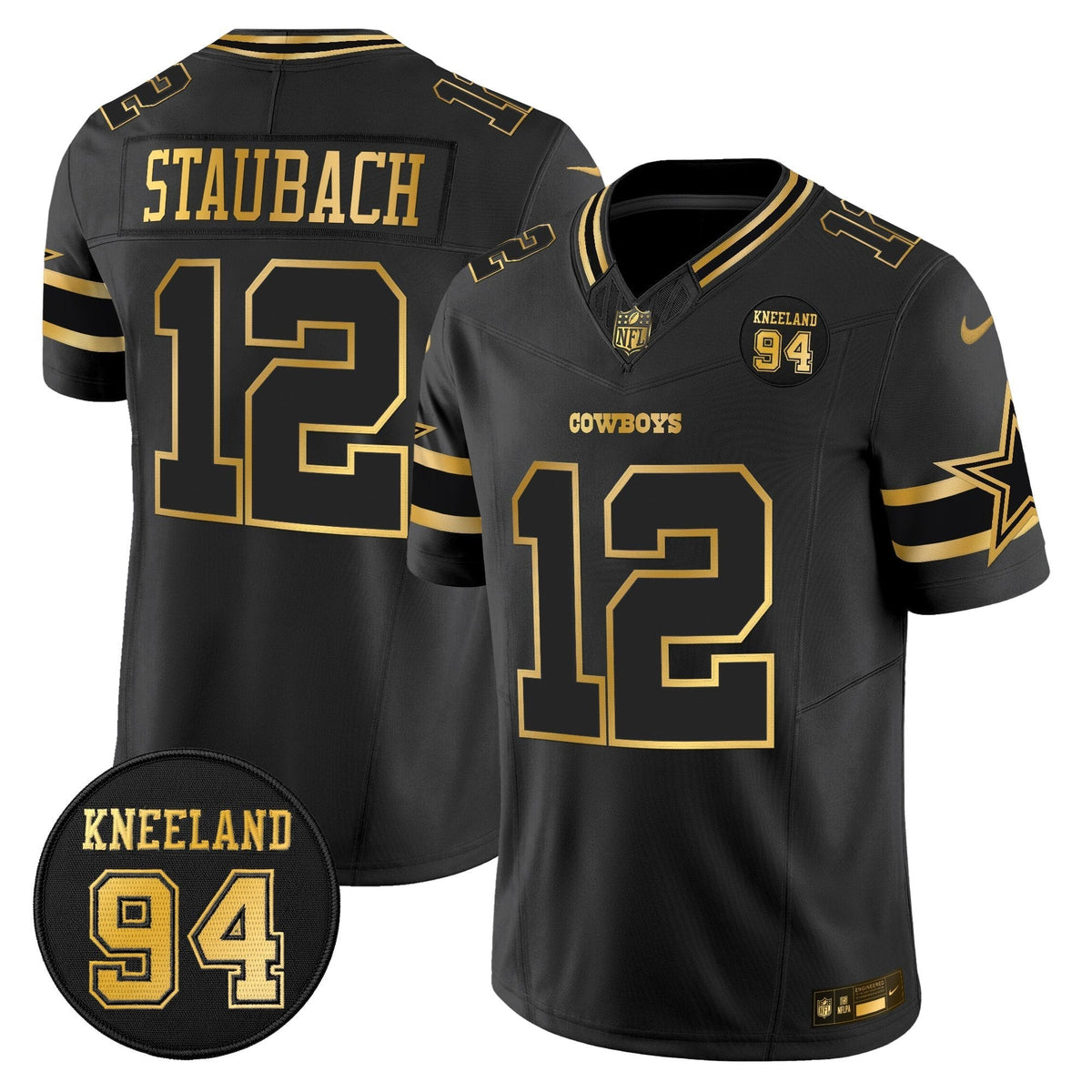 DAL #94 Marshawn Kneeland Memorial Patch Gold Vapor Limited Jersey