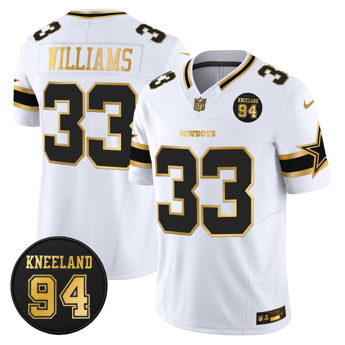 DAL #94 Marshawn Kneeland Memorial Patch Gold Vapor Limited Jersey