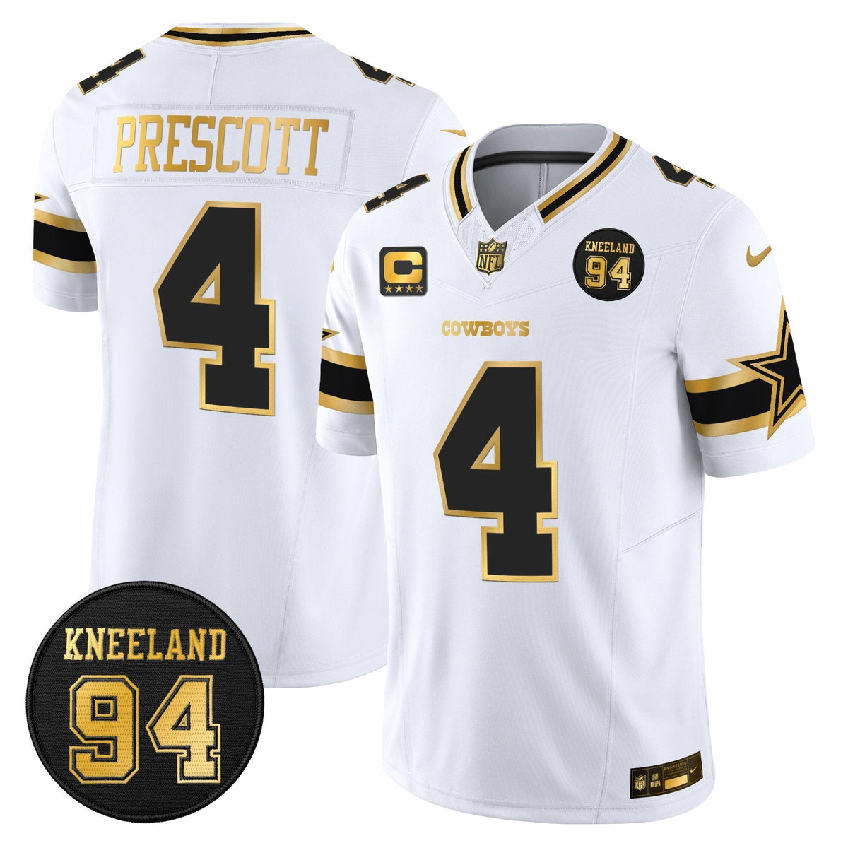 DAL #94 Marshawn Kneeland Memorial Patch Gold Vapor Limited Jersey