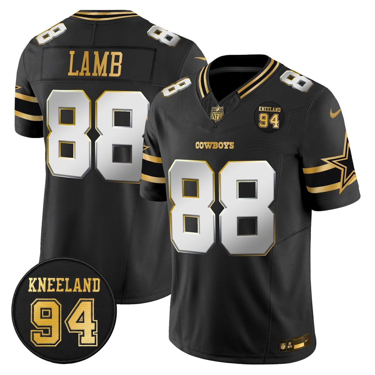 DAL #94 Marshawn Kneeland Memorial Patch Gold Vapor Limited Jersey