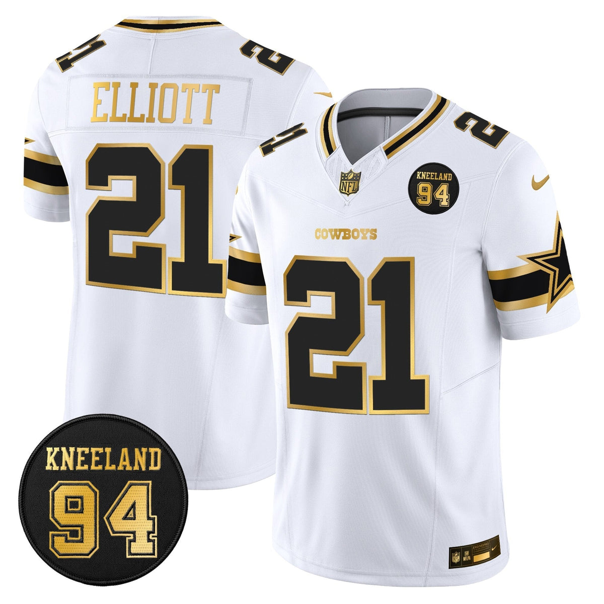 DAL #94 Marshawn Kneeland Memorial Patch Gold Vapor Limited Jersey