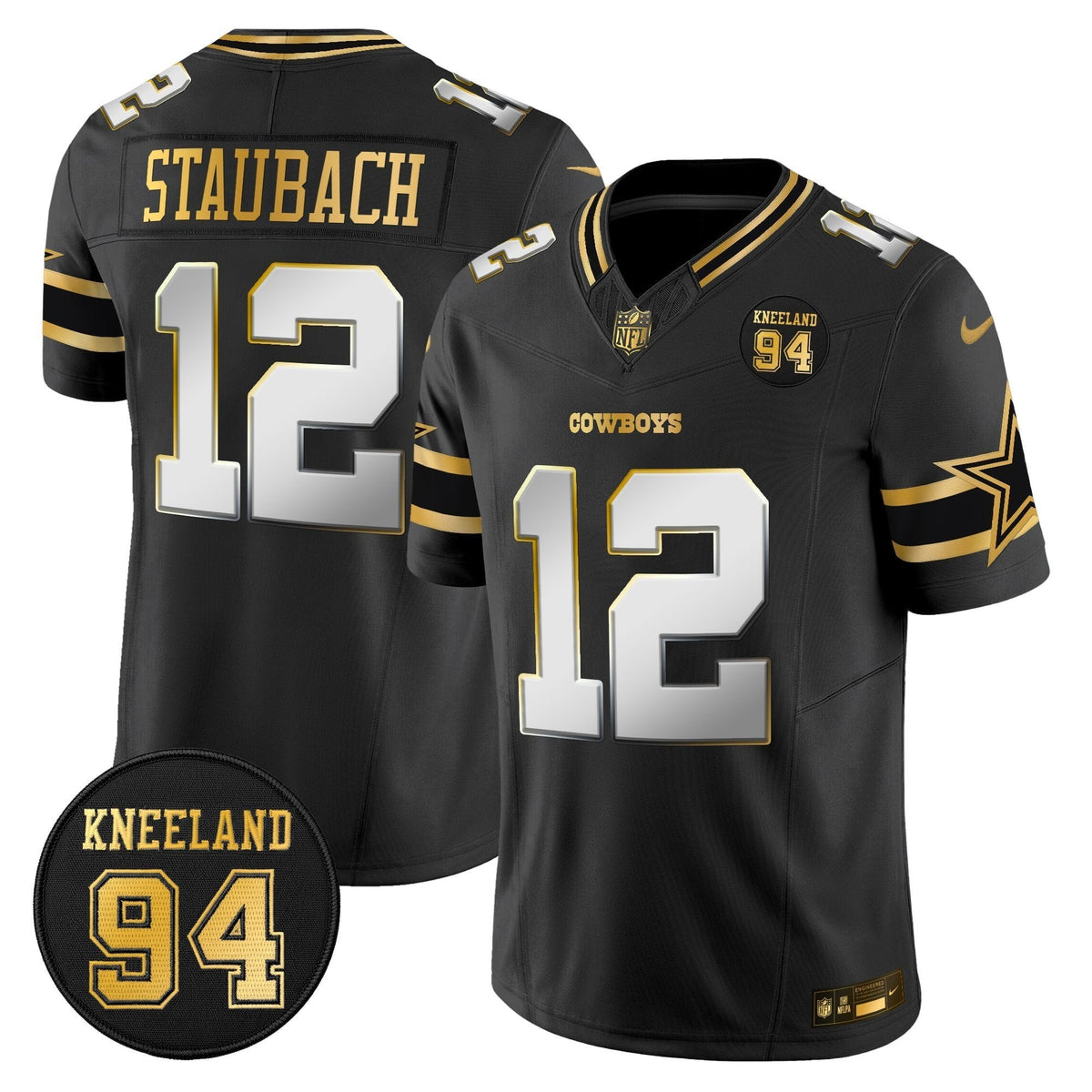 DAL #94 Marshawn Kneeland Memorial Patch Gold Vapor Limited Jersey