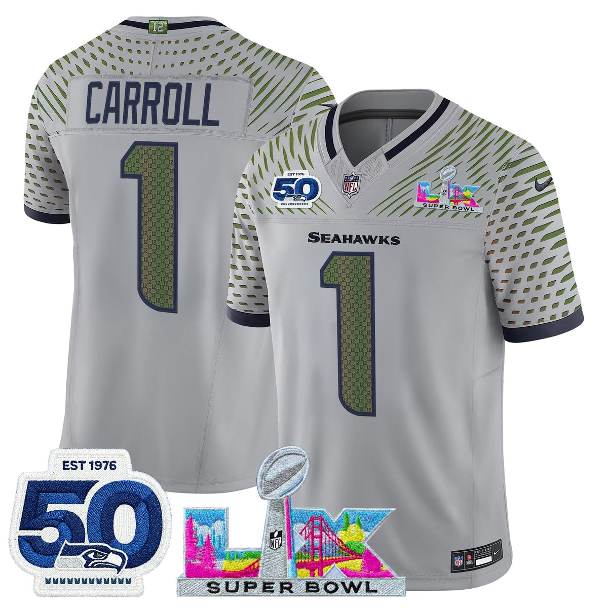 SEA "Super Bowl LX & 50th Patch" Vapor Limited Jersey