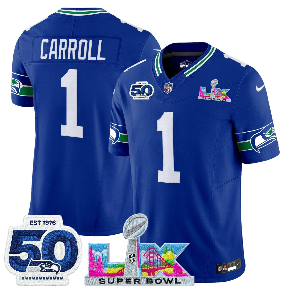 SEA "Super Bowl LX & 50th Patch" Vapor Limited Jersey