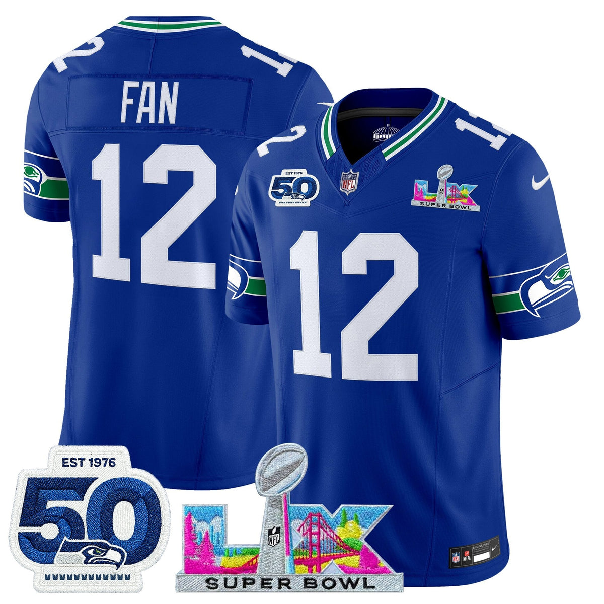 SEA "Super Bowl LX & 50th Patch" Vapor Limited Jersey