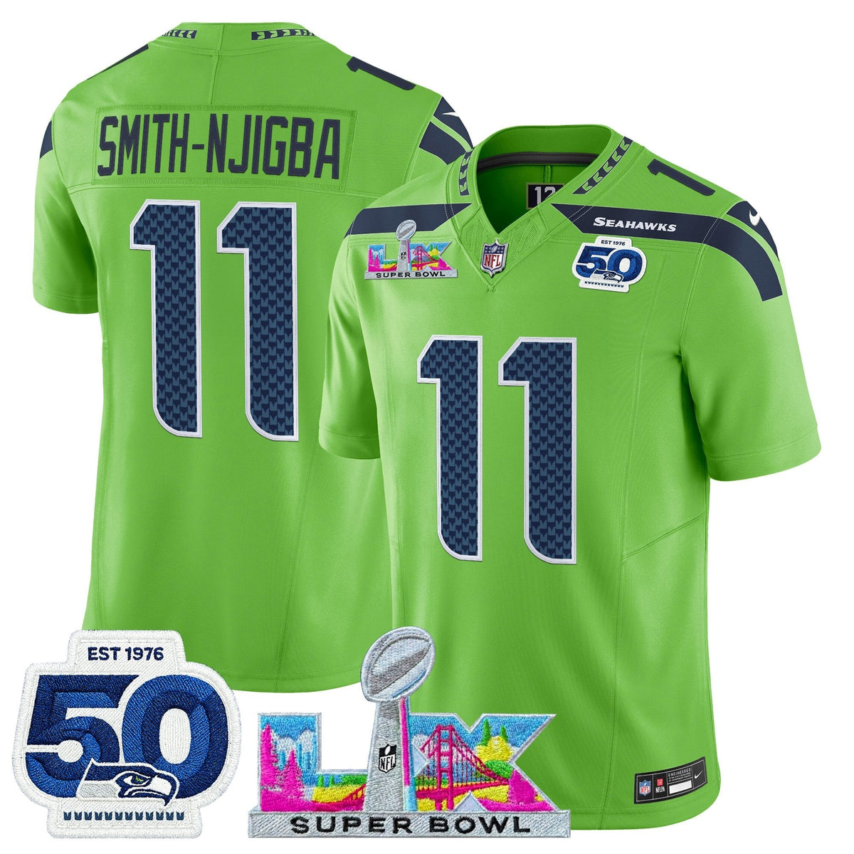 SEA "Super Bowl LX & 50th Patch" Vapor Limited Jersey