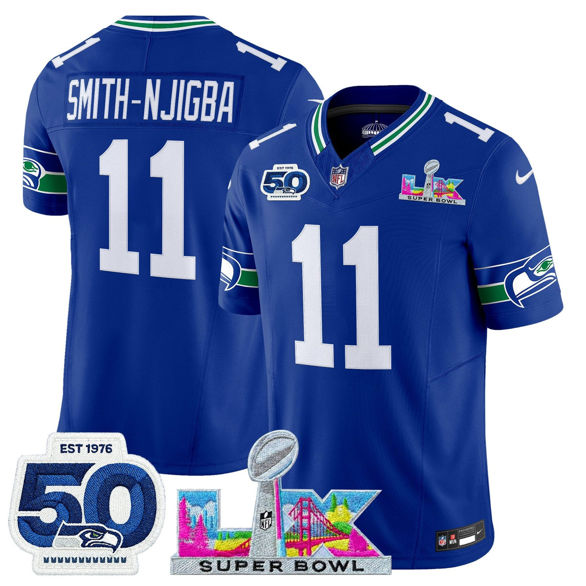 SEA "Super Bowl LX & 50th Patch" Vapor Limited Jersey