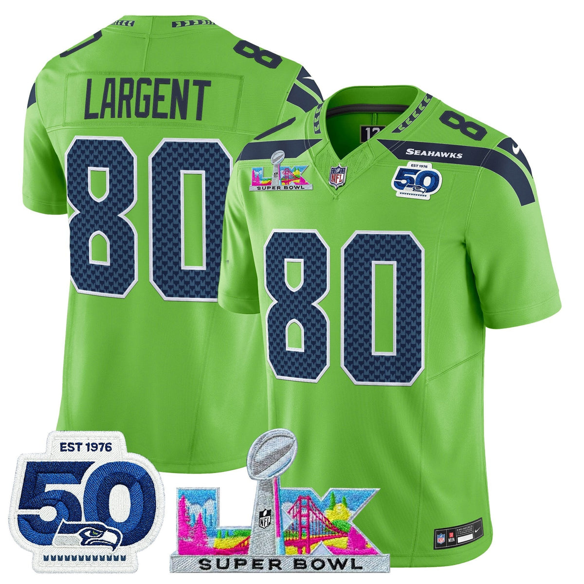 SEA "Super Bowl LX & 50th Patch" Vapor Limited Jersey