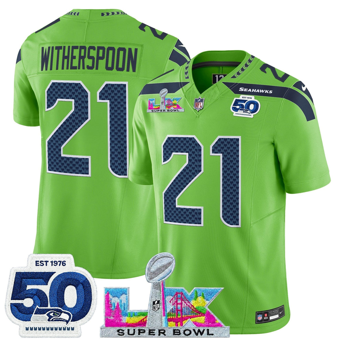 SEA "Super Bowl LX & 50th Patch" Vapor Limited Jersey
