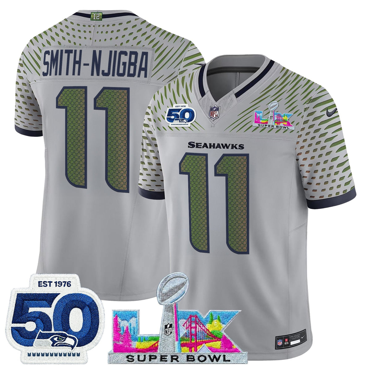 SEA "Super Bowl LX & 50th Patch" Vapor Limited Jersey