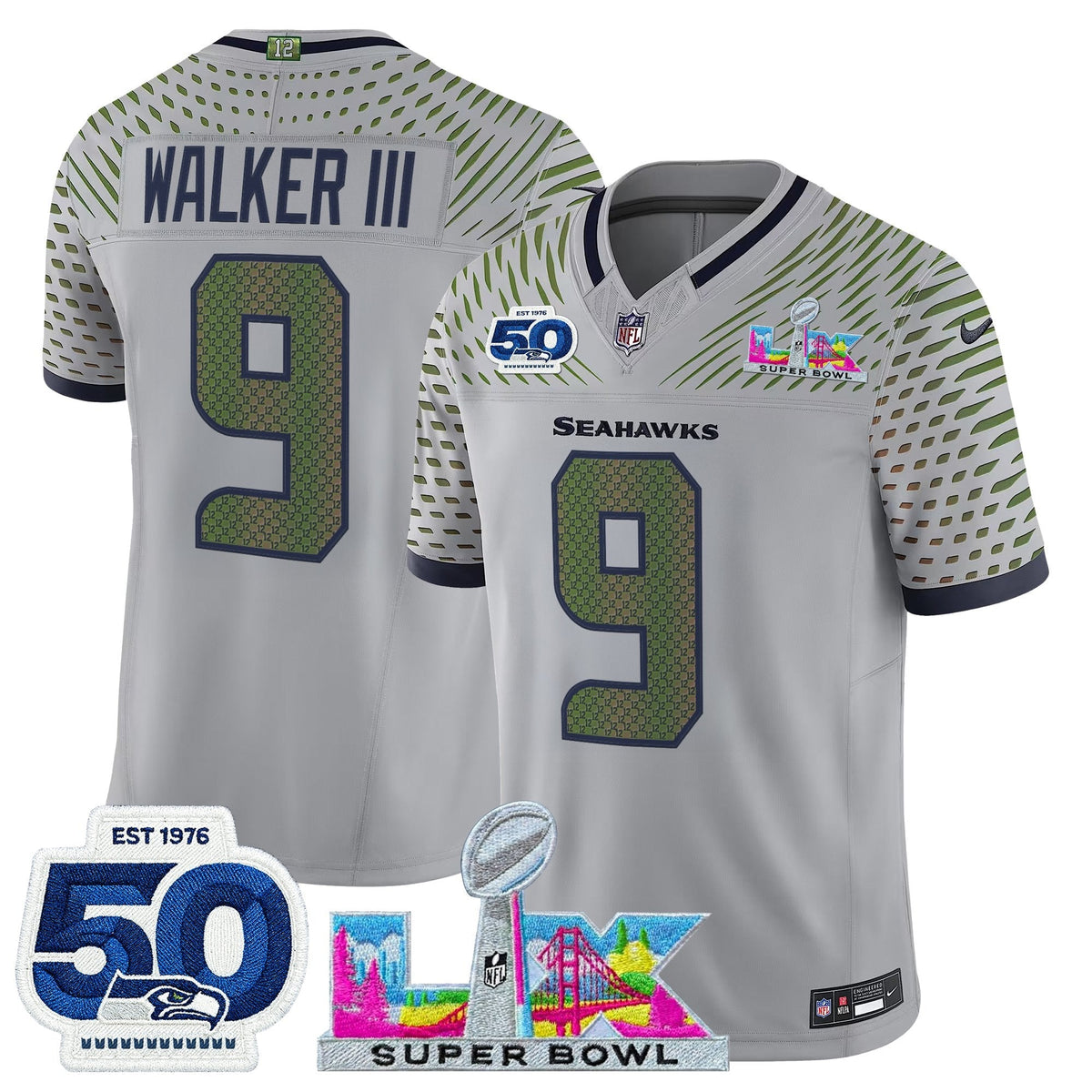SEA "Super Bowl LX & 50th Patch" Vapor Limited Jersey