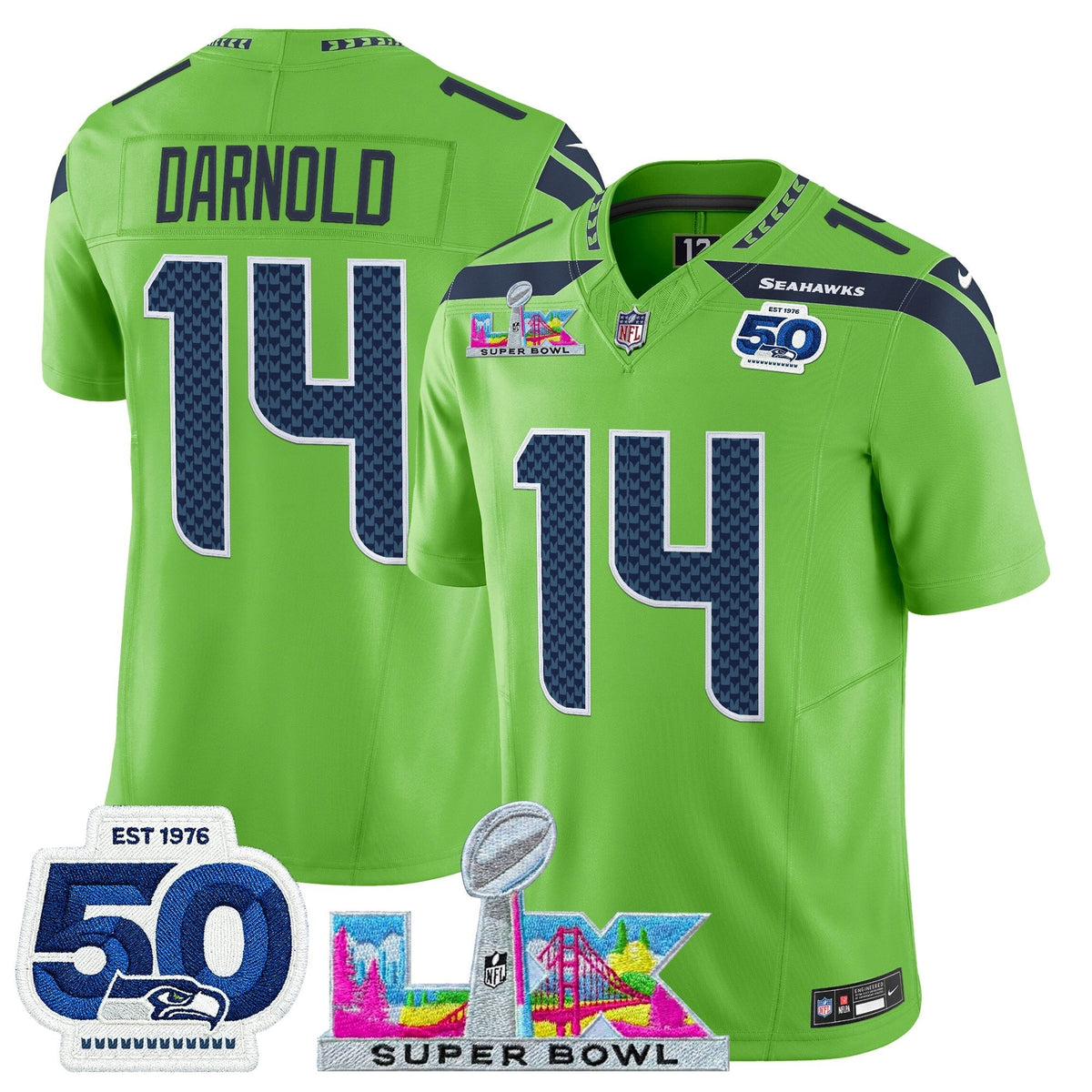 SEA "Super Bowl LX & 50th Patch" Vapor Limited Jersey