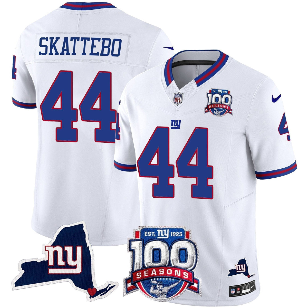 NYG 100th Season & State Patch Vapor Limited Jersey