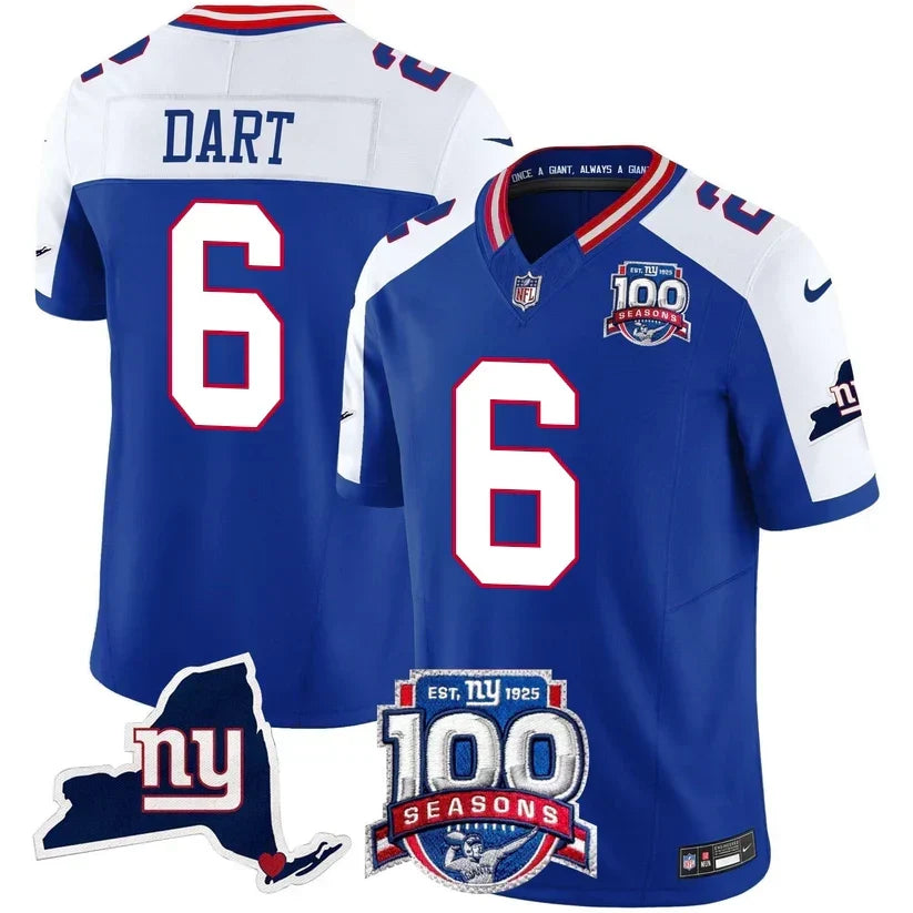 NYG 100th Season & State Patch Vapor Limited Jersey