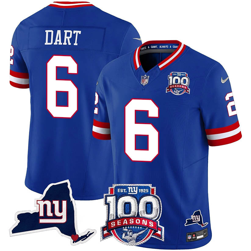 NYG 100th Season & State Patch Vapor Limited Jersey