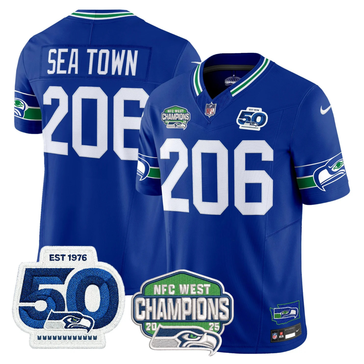 SEA 50th & NFC West Champions Patch Vapor Limited Jersey