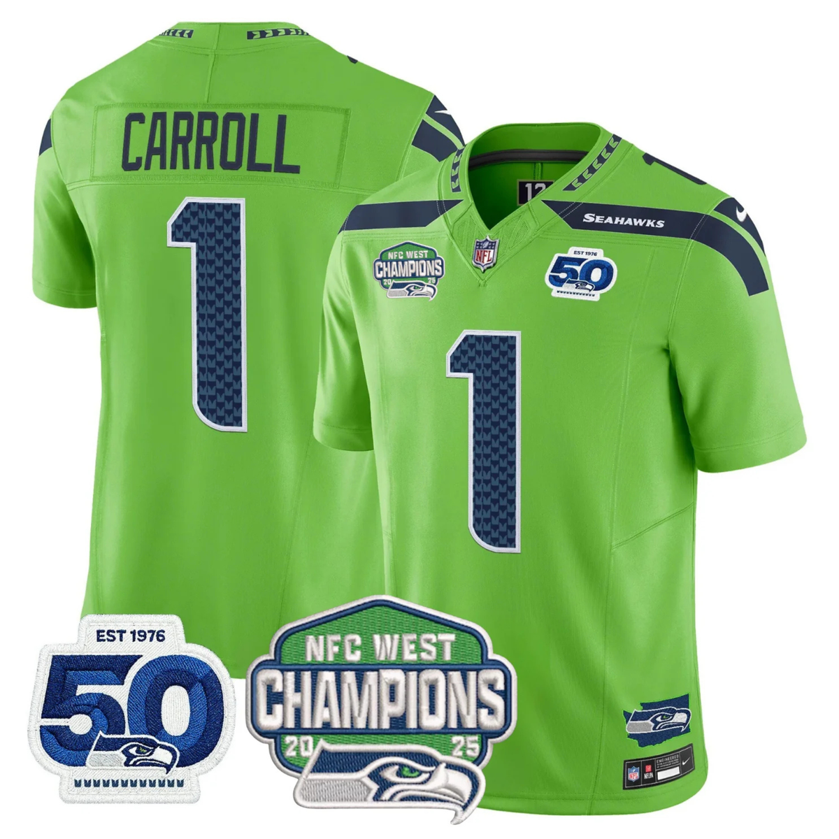 SEA 50th & NFC West Champions Patch Vapor Limited Jersey