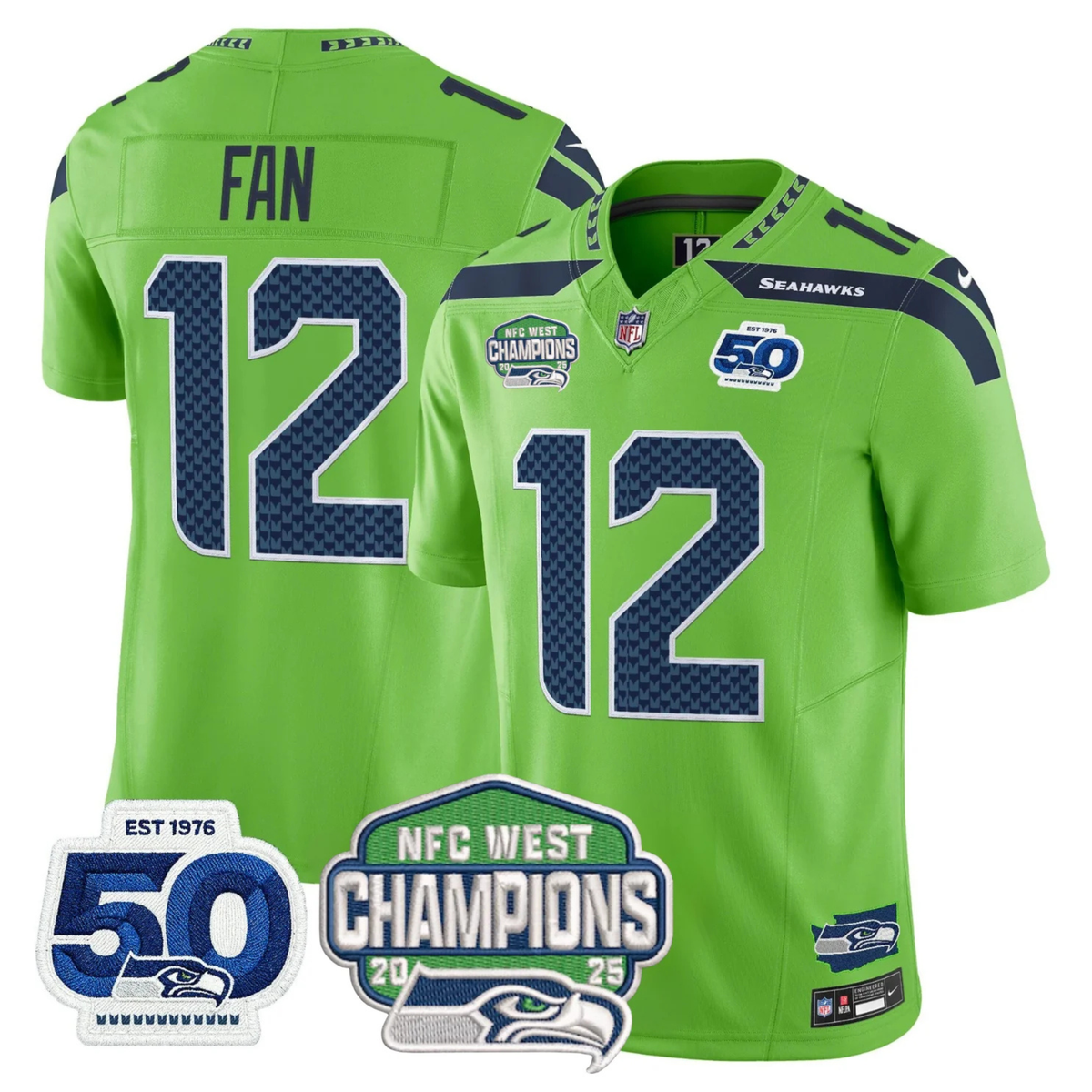 SEA 50th & NFC West Champions Patch Vapor Limited Jersey