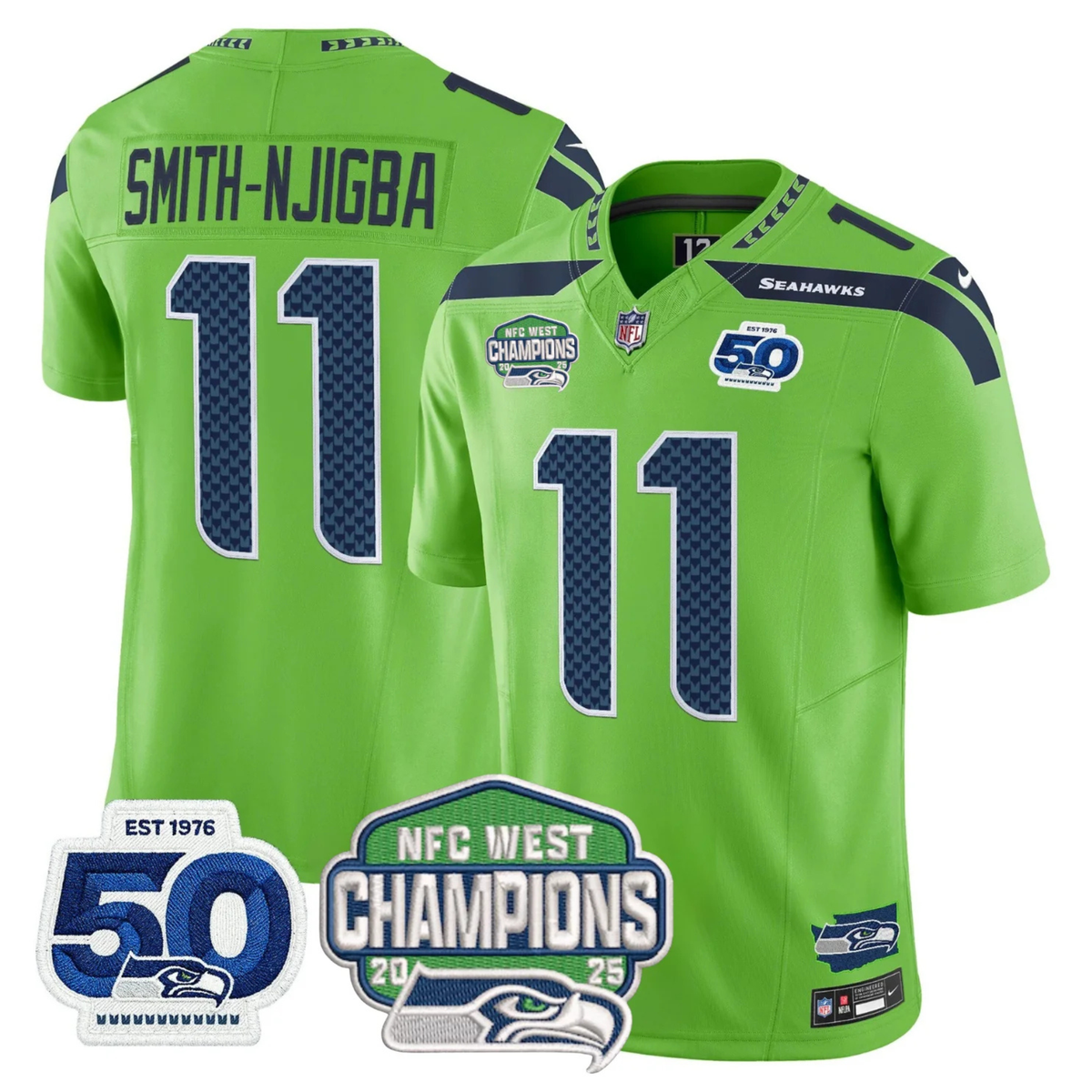 SEA 50th & NFC West Champions Patch Vapor Limited Jersey
