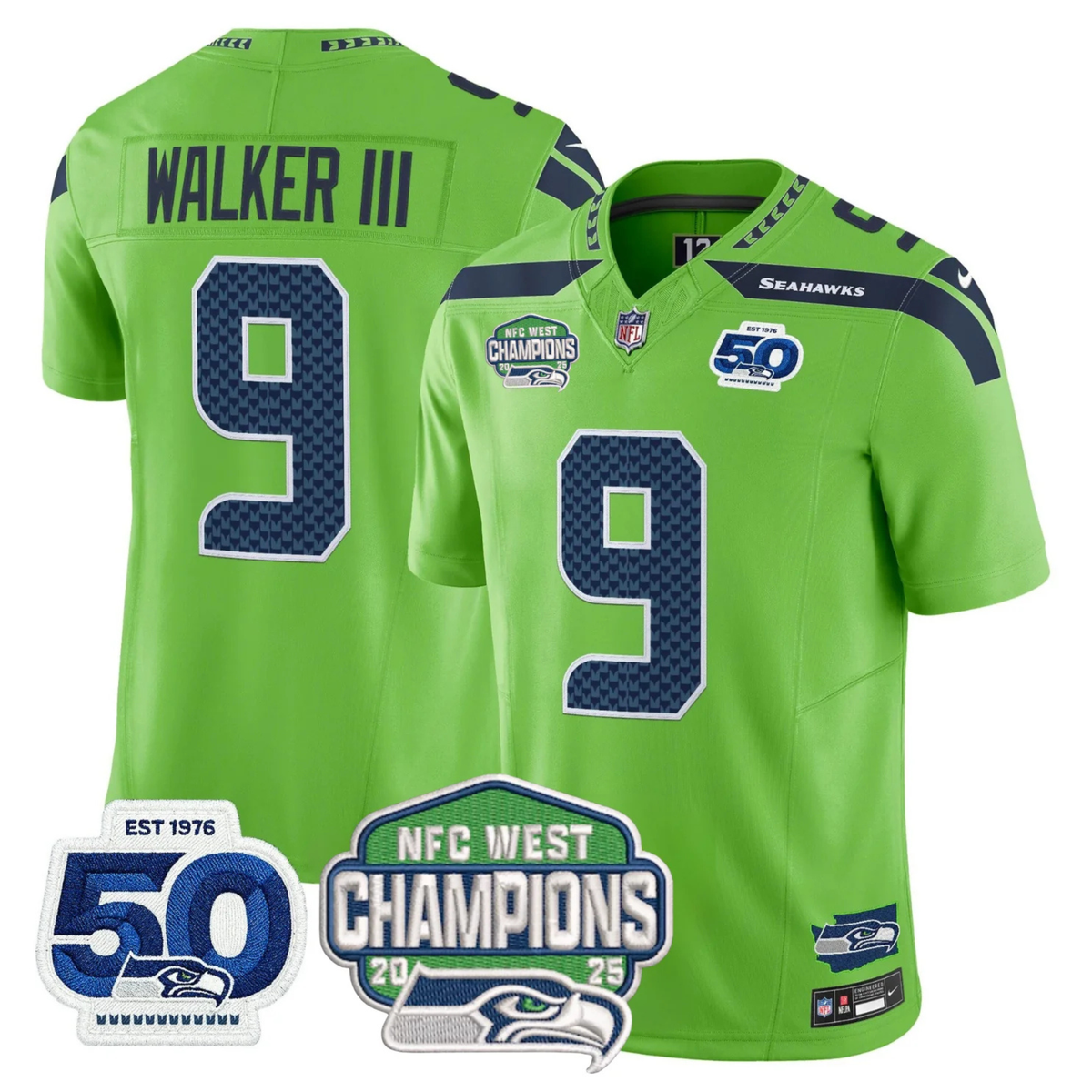 SEA 50th & NFC West Champions Patch Vapor Limited Jersey