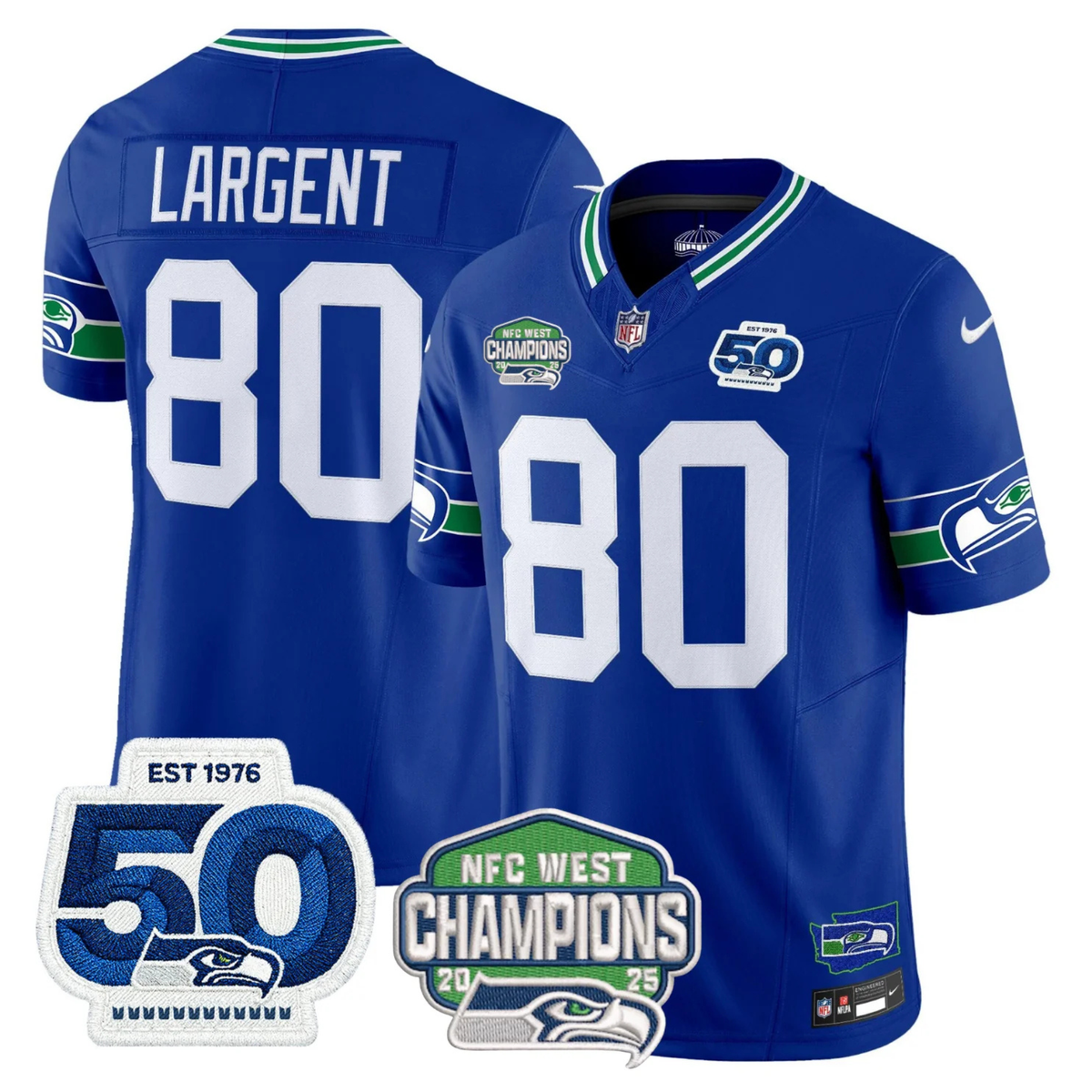 SEA 50th & NFC West Champions Patch Vapor Limited Jersey