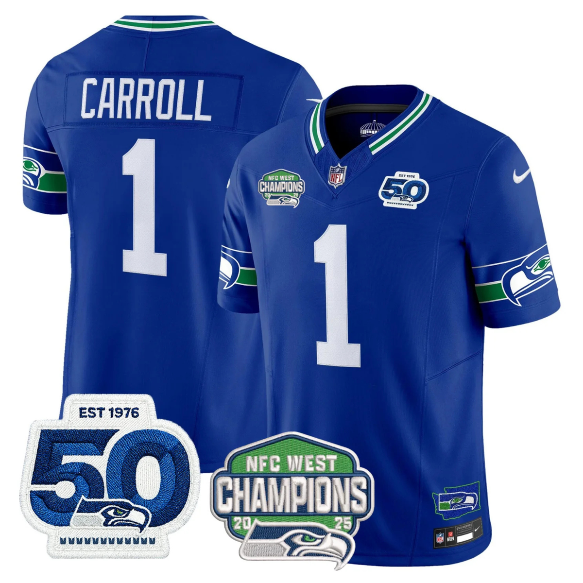 SEA 50th & NFC West Champions Patch Vapor Limited Jersey