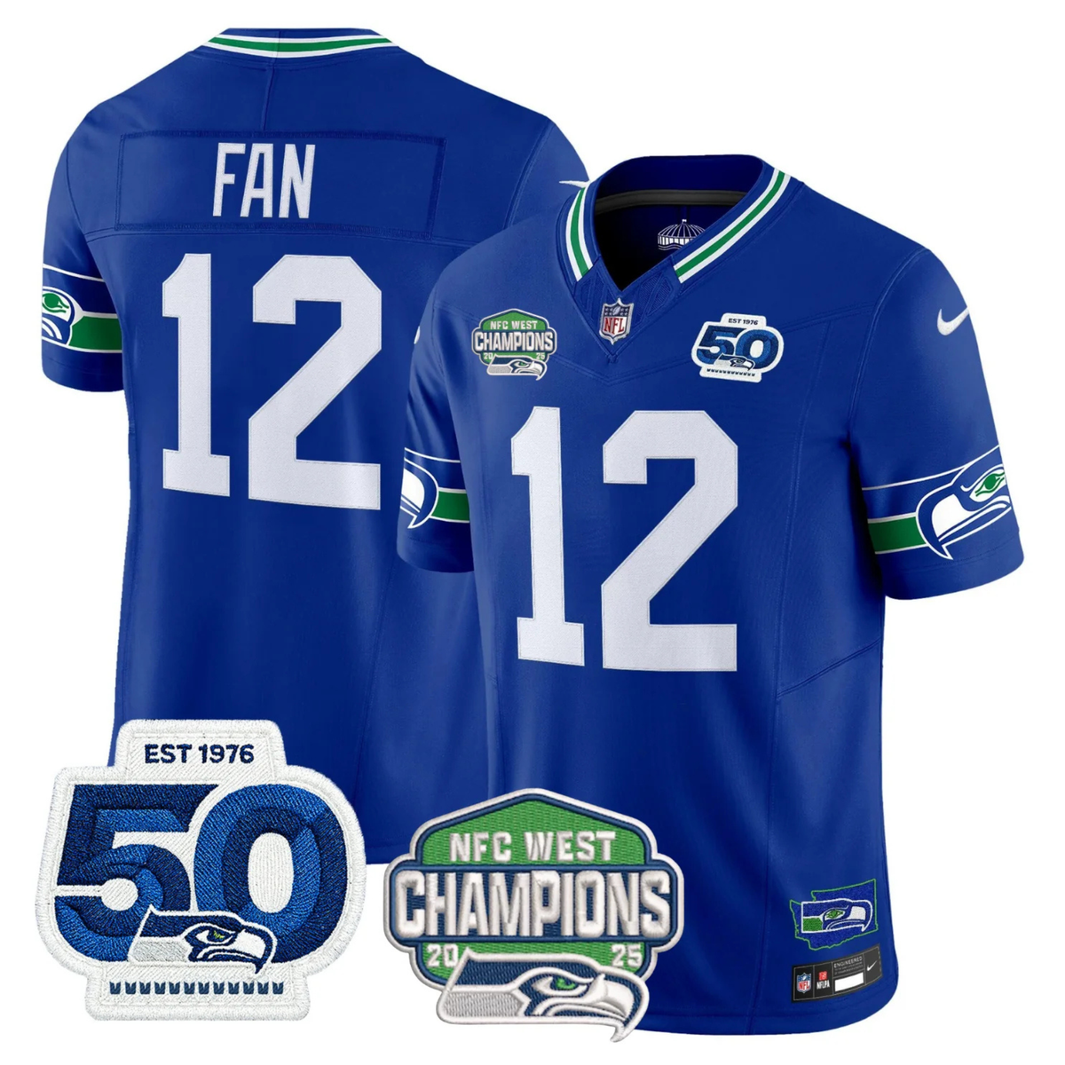 SEA 50th & NFC West Champions Patch Vapor Limited Jersey