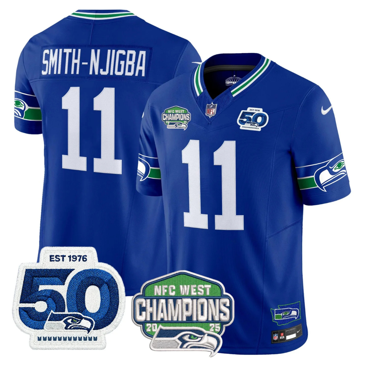 SEA 50th & NFC West Champions Patch Vapor Limited Jersey
