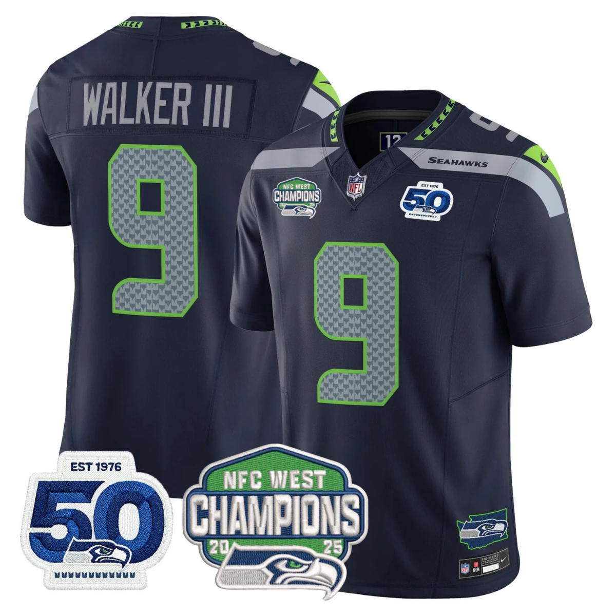 SEA 50th & NFC West Champions Patch Vapor Limited Jersey