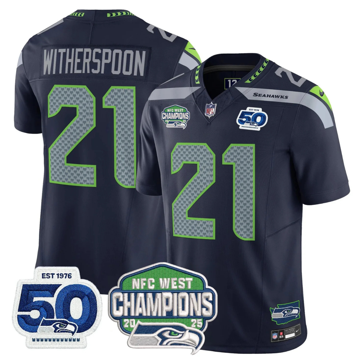 SEA 50th & NFC West Champions Patch Vapor Limited Jersey