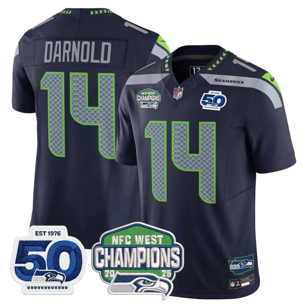 SEA 50th & NFC West Champions Patch Vapor Limited Jersey