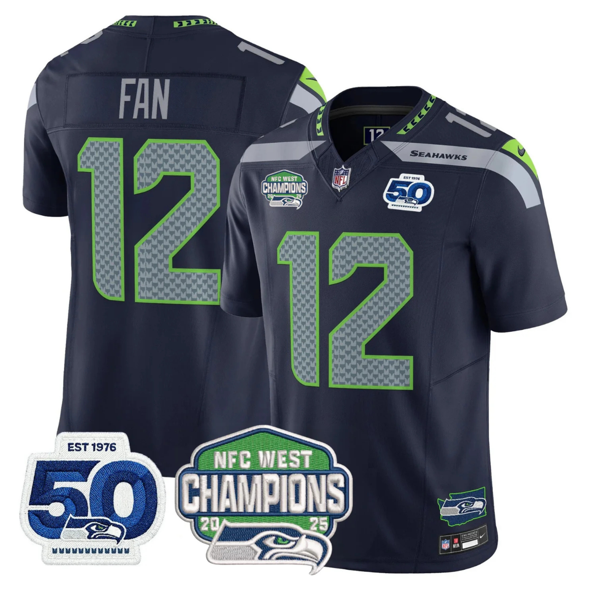 SEA 50th & NFC West Champions Patch Vapor Limited Jersey