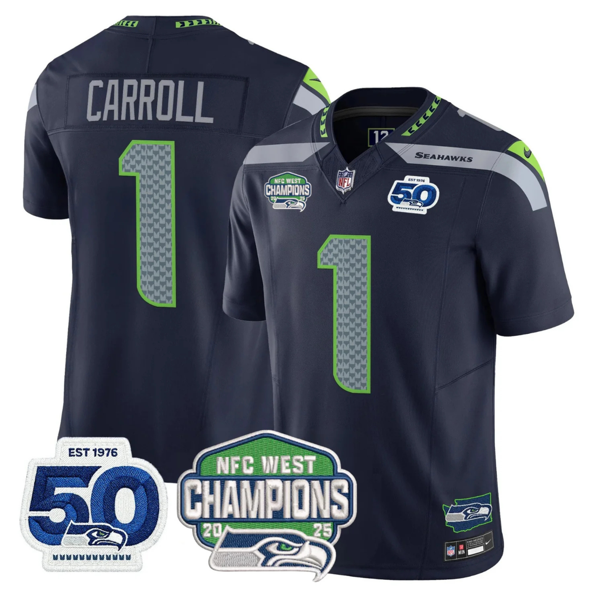 SEA 50th & NFC West Champions Patch Vapor Limited Jersey