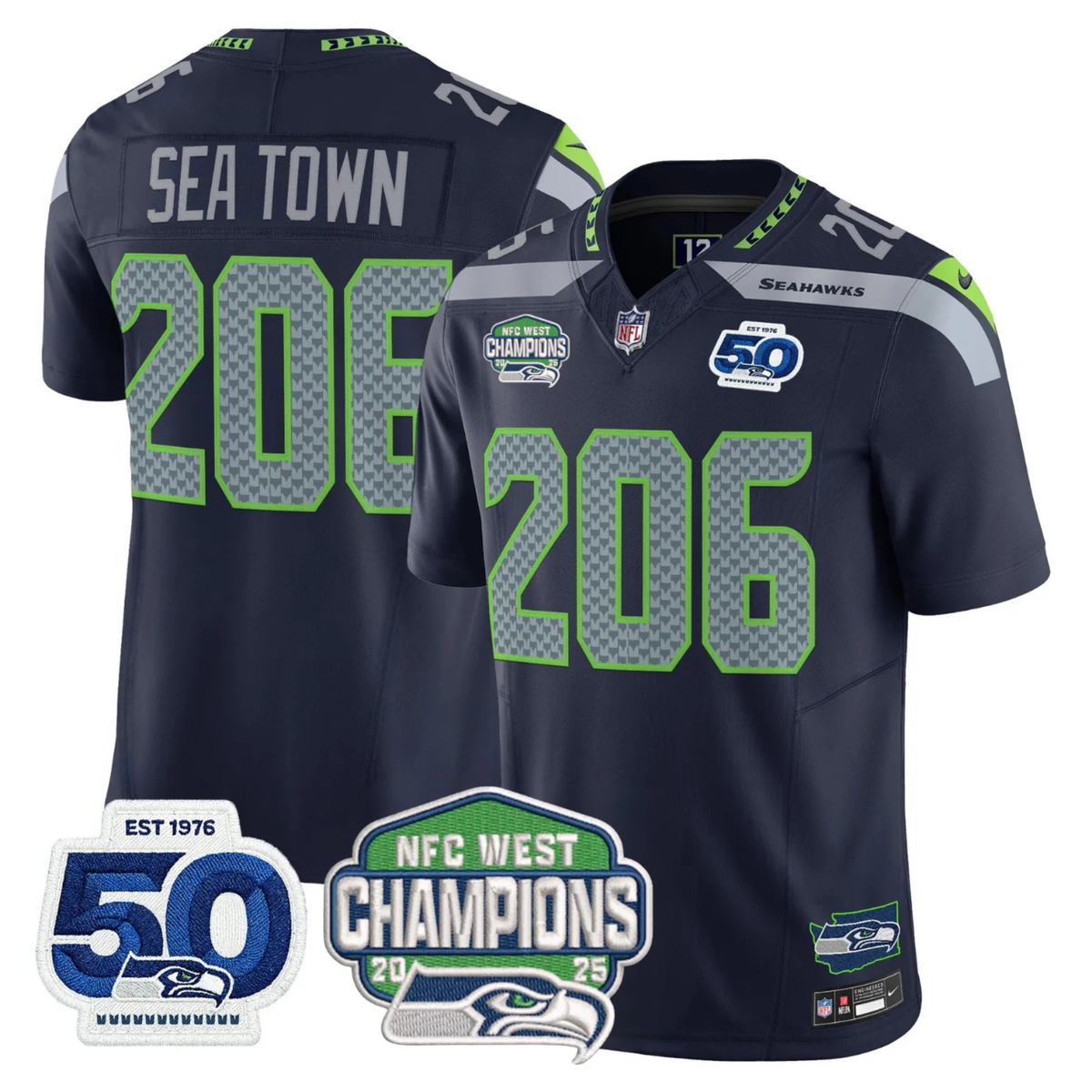 SEA 50th & NFC West Champions Patch Vapor Limited Jersey