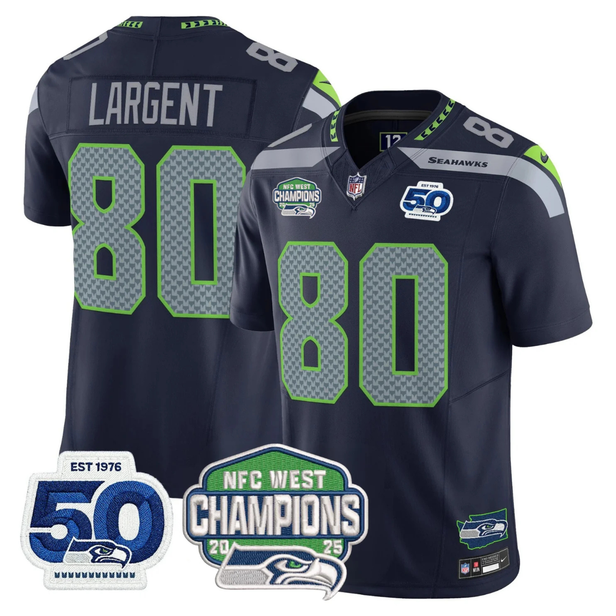 SEA 50th & NFC West Champions Patch Vapor Limited Jersey
