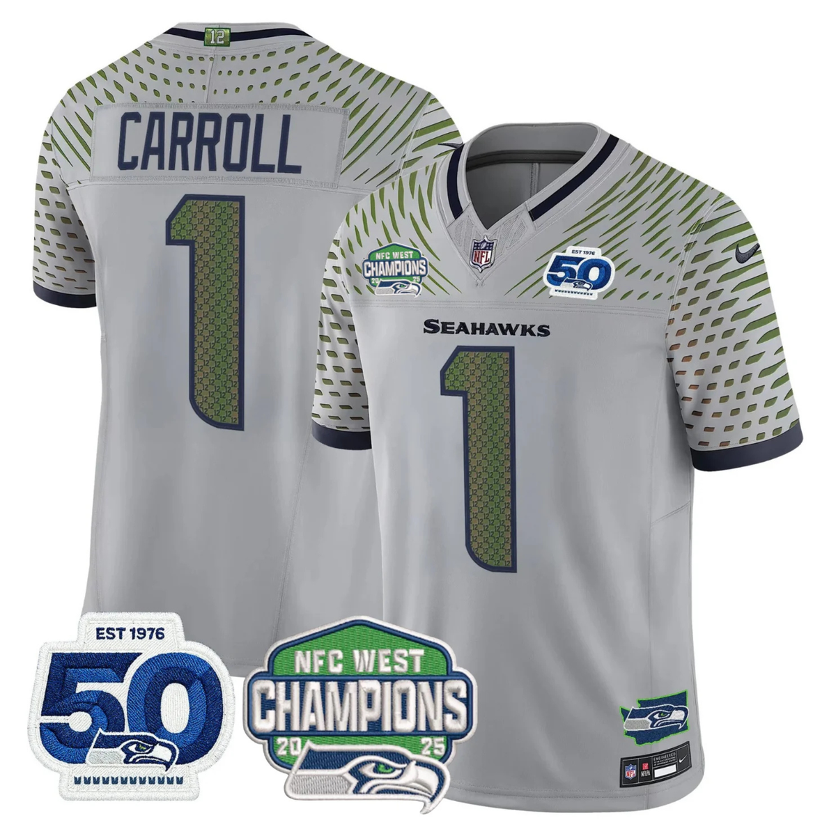 SEA 50th & NFC West Champions Patch Vapor Limited Jersey