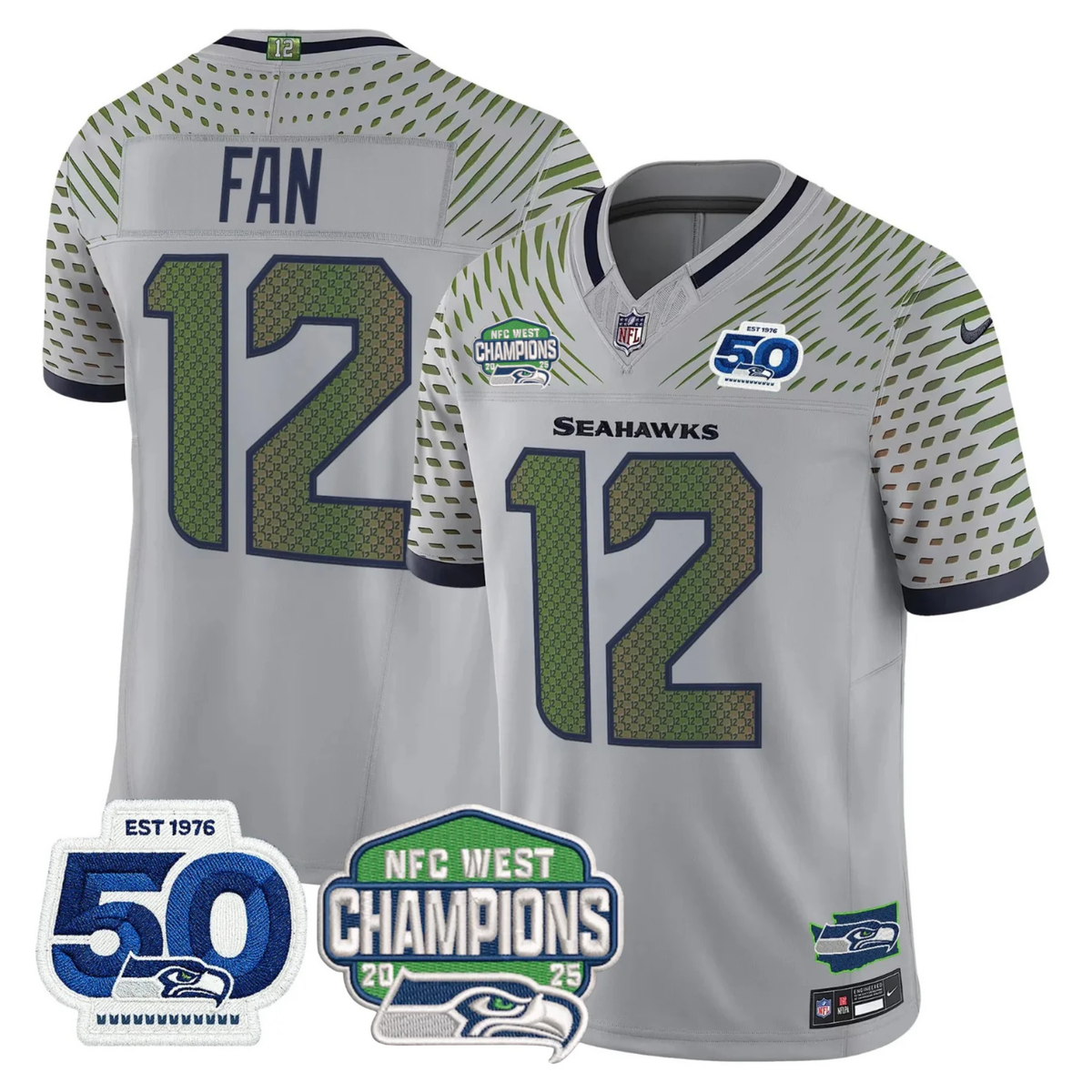 SEA 50th & NFC West Champions Patch Vapor Limited Jersey