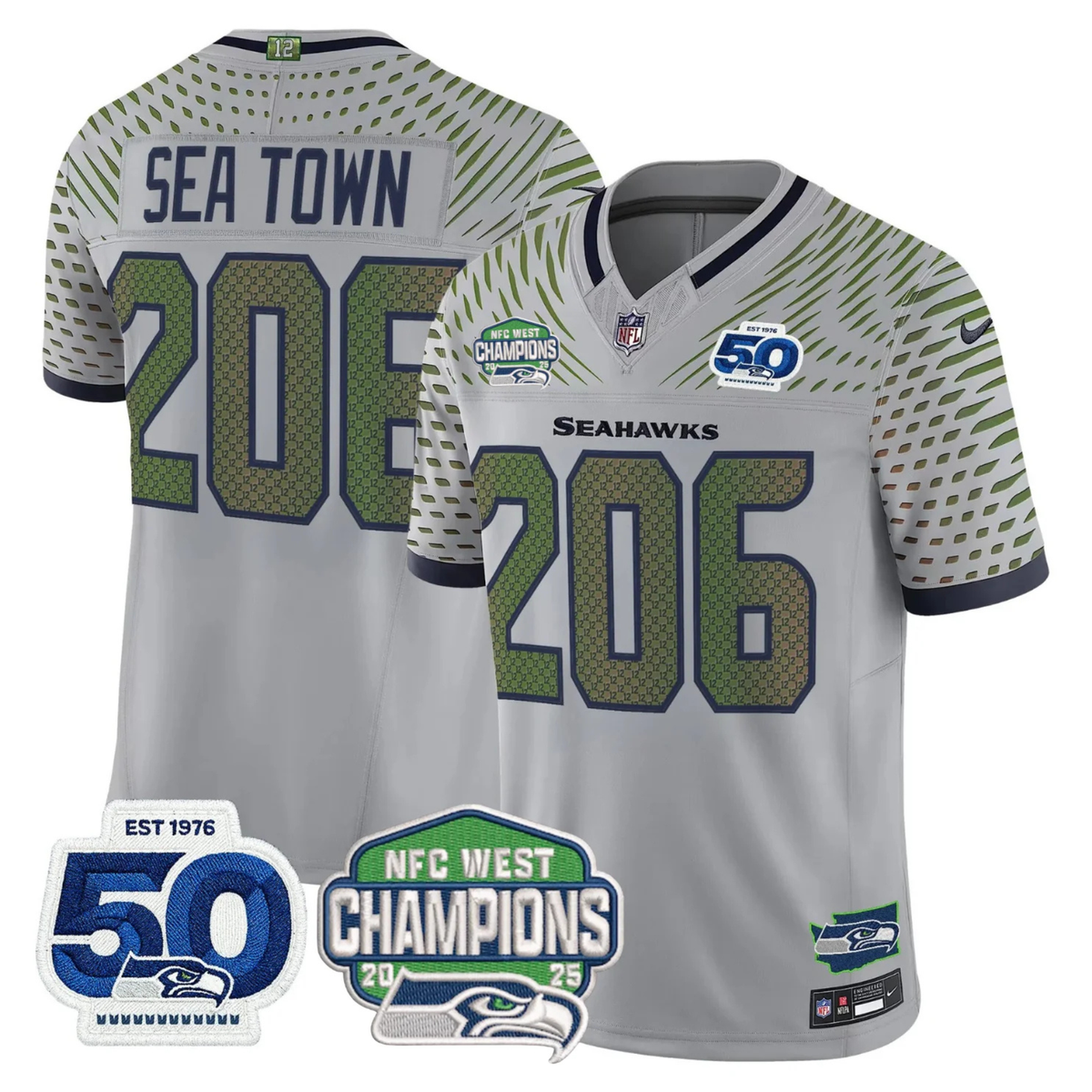 SEA 50th & NFC West Champions Patch Vapor Limited Jersey