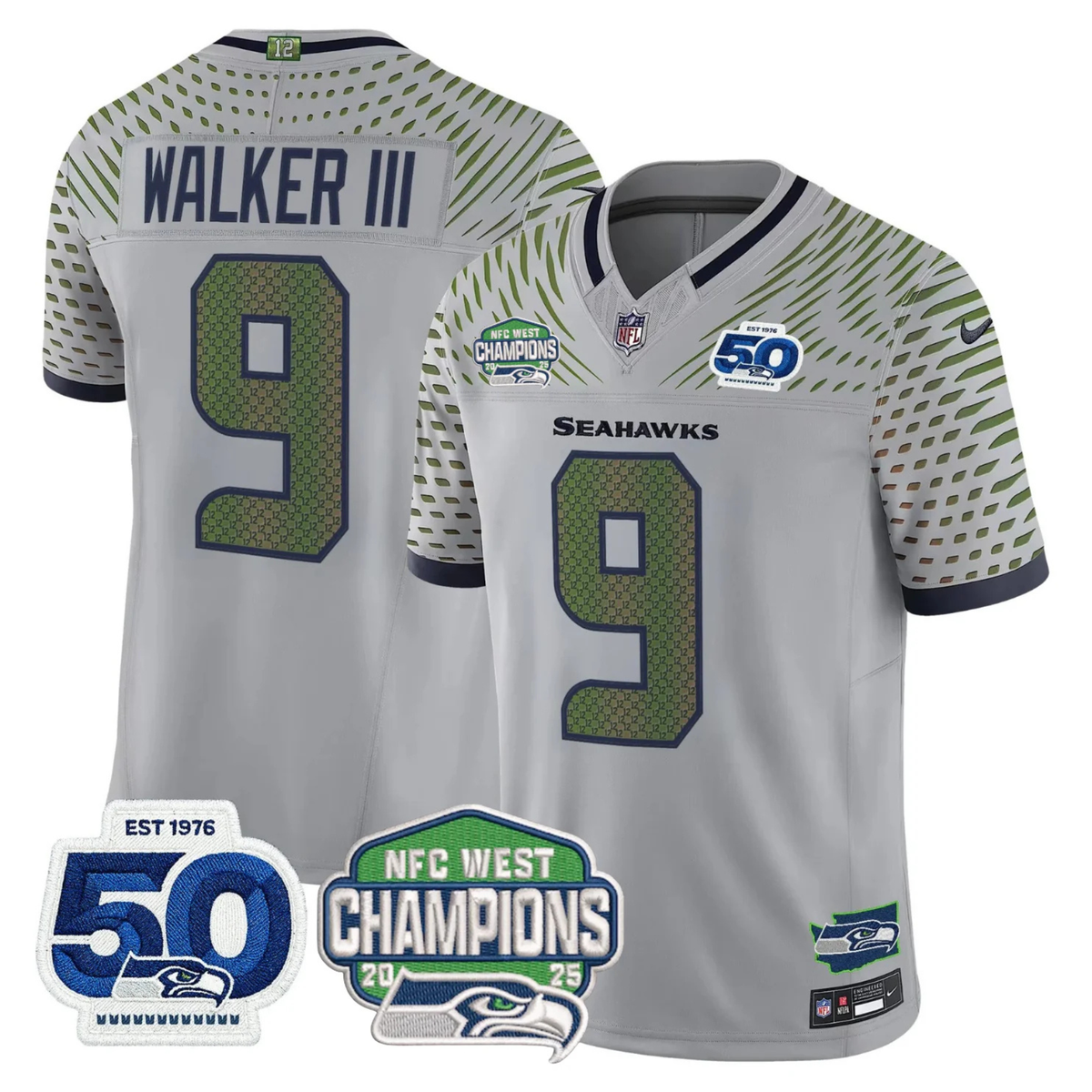 SEA 50th & NFC West Champions Patch Vapor Limited Jersey