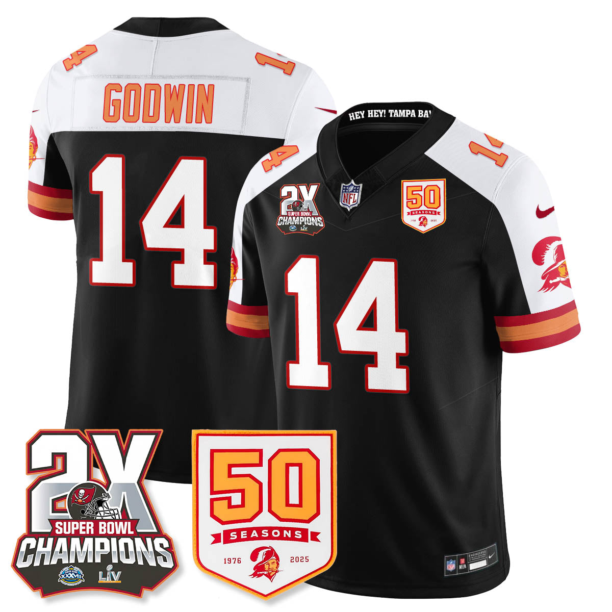 TB 2-Time Champions Patch Throwback Vapor Limited Jersey