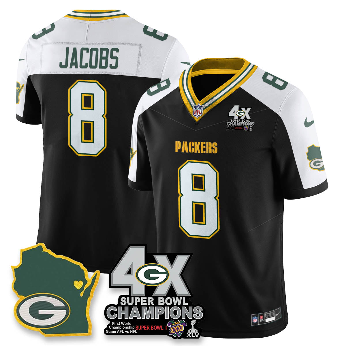 GB 4-Time Champions Patch Vapor Limited Jersey
