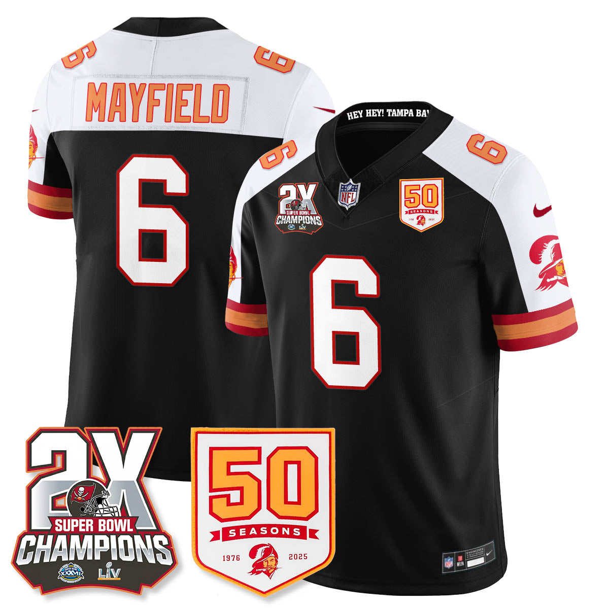 TB 2-Time Champions Patch Throwback Vapor Limited Jersey