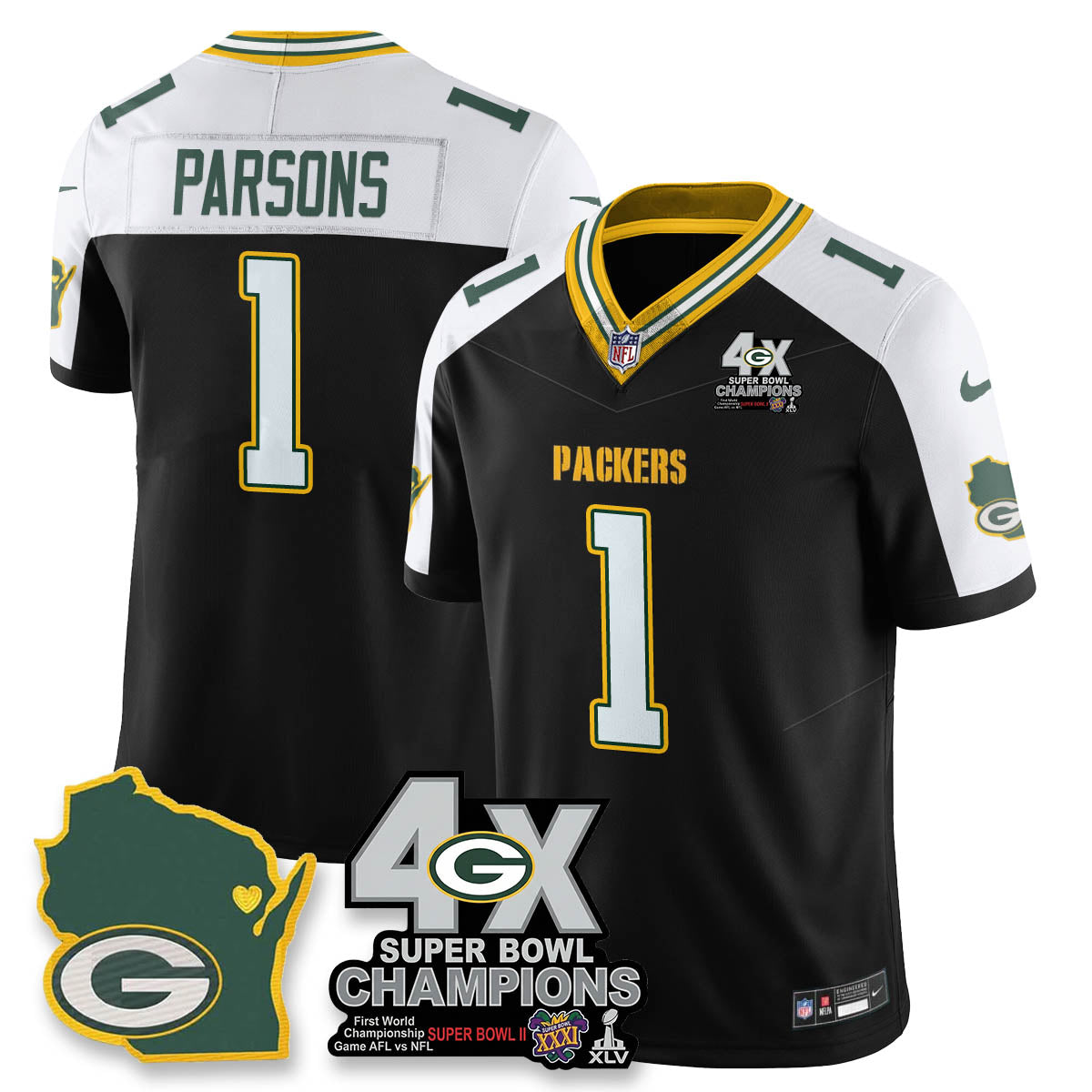 GB 4-Time Champions Patch Vapor Limited Jersey