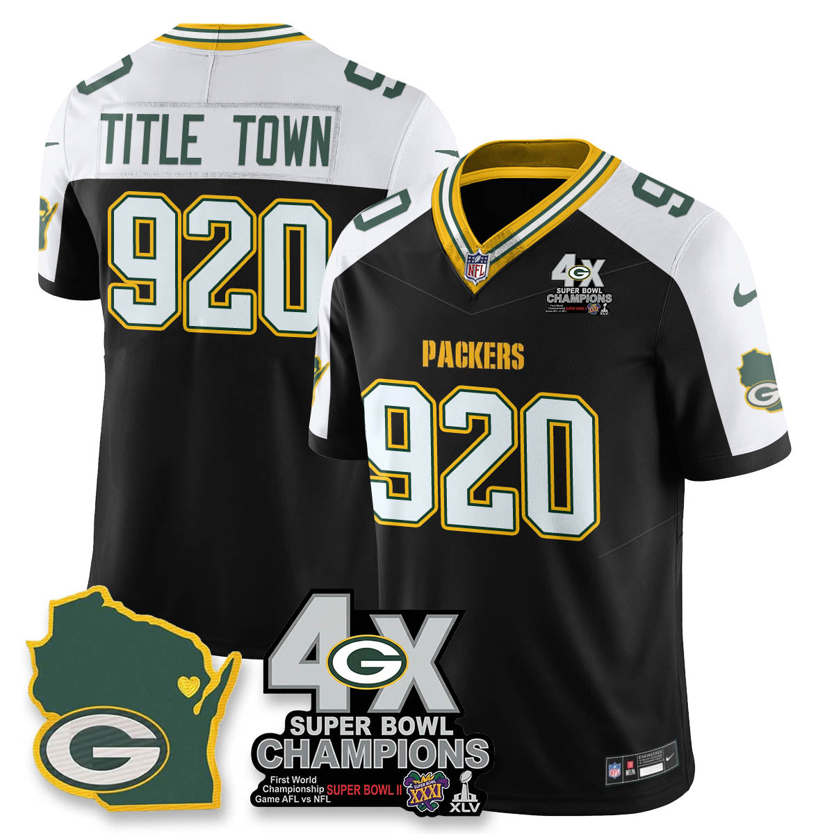 GB 4-Time Champions Patch Vapor Limited Jersey