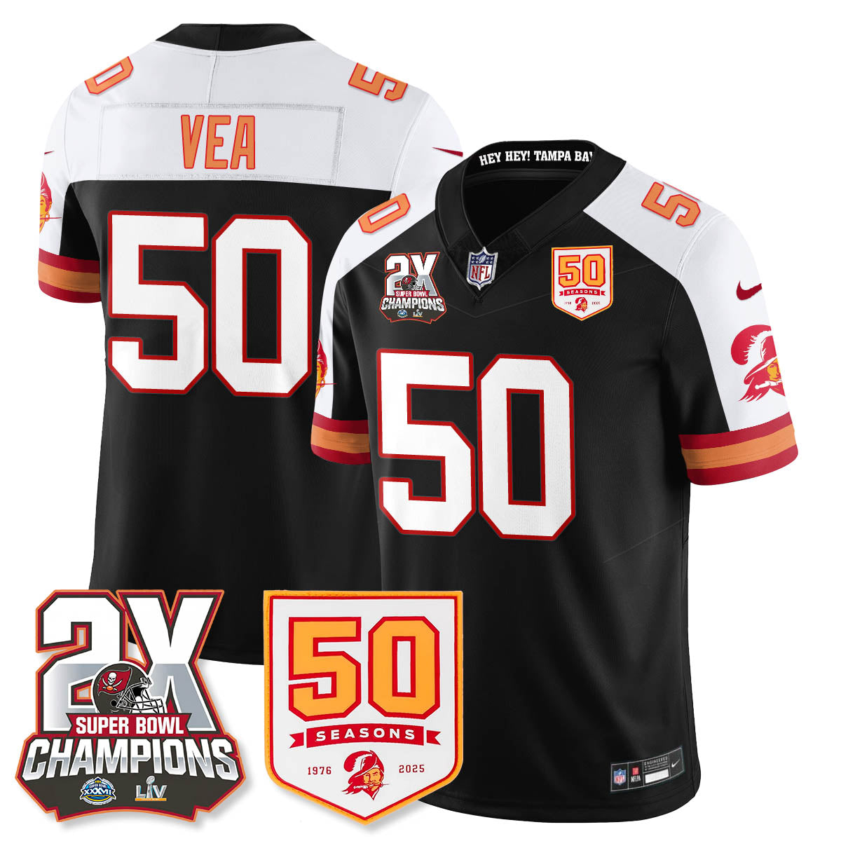 TB 2-Time Champions Patch Throwback Vapor Limited Jersey