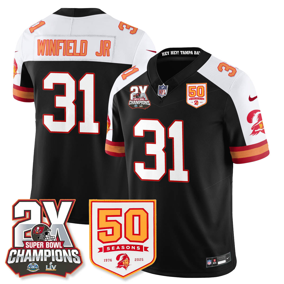 TB 2-Time Champions Patch Throwback Vapor Limited Jersey