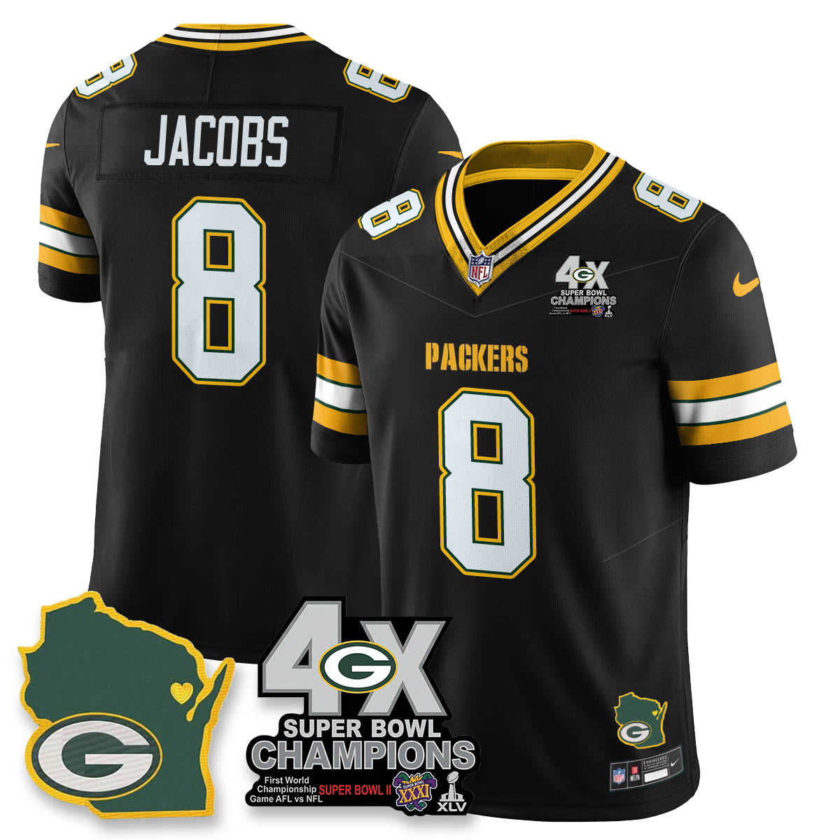GB 4-Time Champions Patch Vapor Limited Jersey
