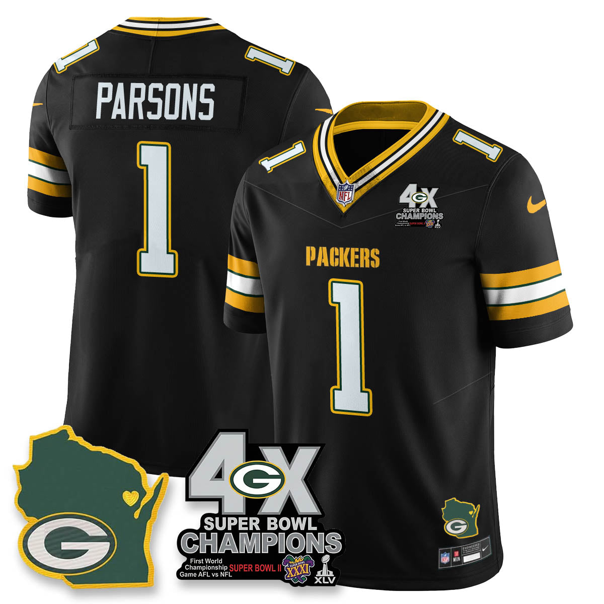 GB 4-Time Champions Patch Vapor Limited Jersey