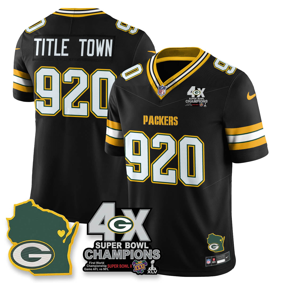 GB 4-Time Champions Patch Vapor Limited Jersey