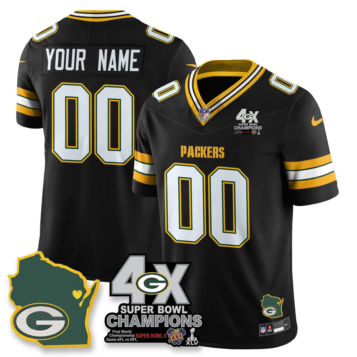 GB 4-Time Champions Patch Vapor Limited Jersey